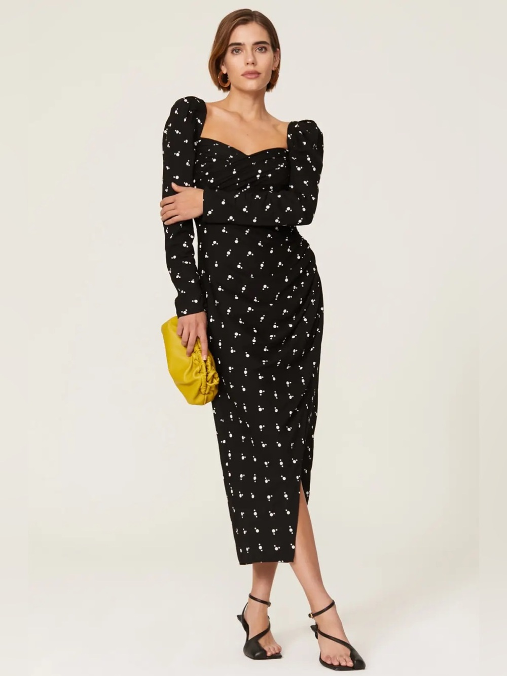 Self-Portrait black white Polka Dot Puff Sleeve Dress size 2